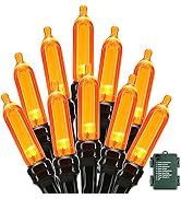 BrizLabs Orange Halloween Lights, 33ft 100 LED Battery Halloween Lights, 8 Modes String Lights wi...