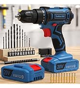 Cordless Drill, 20V Power Drill, Double 2000mAh Batteries Electric Drill, Cordless Drill with Bat...