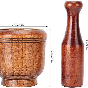 wooden mortar and pestle set