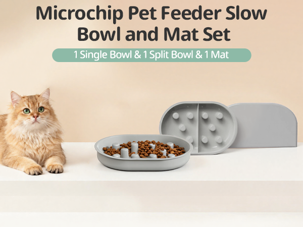 Microchip Pet Feeder Slow Bowl and Mat Set
