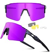 Ukoly Cycling Sunglasses for Men Women with 3 Interchangeable Lenses, Polarized Sports Sunglasses...