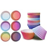 qiqee Jumbo Cupcake Liners 300PCS Gradient Cupcake Cups 6 Designs Cupcake Papers Baking Cups Cupc...