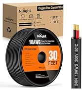 Nilight 30FT 18AWG Oxygen-Free Copper Wire Red Black Electrical Wire Stranded PVC Cord 2 Conducto...