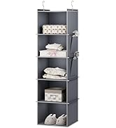 YOUDENOVA Hanging Closet Organizer, 5-Shelf Closet Hanging Storage Shelves, Grey