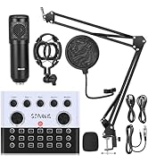 F993 All-in-One Podcast Equipment Bundle,BM-800 Recording Studio Package with Voice Changer, Live...