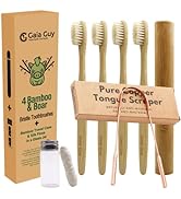 Gaia Guy Plastic-Free Eco Dental Kit - Bamboo and Boar Bristle Toothbrushes, Silk Floss, Travel C...