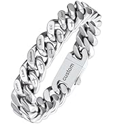 ChainsHouse Personalized Mens Stainless Steel Cuban Link Bracelet,Custom Engraved 1-8 Names/Cross...