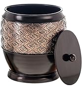 Creative Scents Dublin Small Trash Can with Lid - Decorative Waste Basket, Durable Resin Slim Bat...