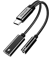 USB c to 3.5mm Headphone and Charger Adapter,2-in-1 USB C PD 3.0 Charging Port to Aux Audio Jack ...