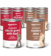 Basics Wet Dog Food Variety Pack, Country Stew Flavor and Cuts in Gravy with Beef, Made wi...