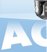 Text reads 'ACE' (partially visible large white letters). Product image showing close-up of shoe or boot with black upper section against light blue background. Minimal product showcase.