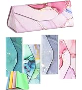 MZYOUHUO 4 Pcs Squeeze Top Sunglass Case with Cleaning Cloth, Soft Leather Eyeglass Case Portable...
