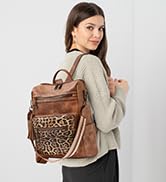 Shrrie Backpack Purse for Women Leather Backpack Fashion Designer Travel Backpack Convertible Sho...