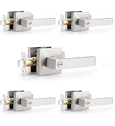 Probrico 5 Pack Door Handles Brsuhed Nickel Privacy Door Levers with Lock for Bedroom & Bathroom,...