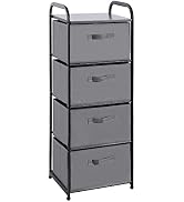 MAX Houser 4 Drawer Fabric Dresser Tall Storage Tower, Dresser Chest with Wood Top, Vertical Nigh...