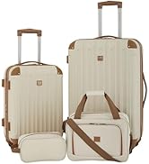 Travelers Club Midtown Hardside 4-Piece Luggage Travel Set, Vanilla