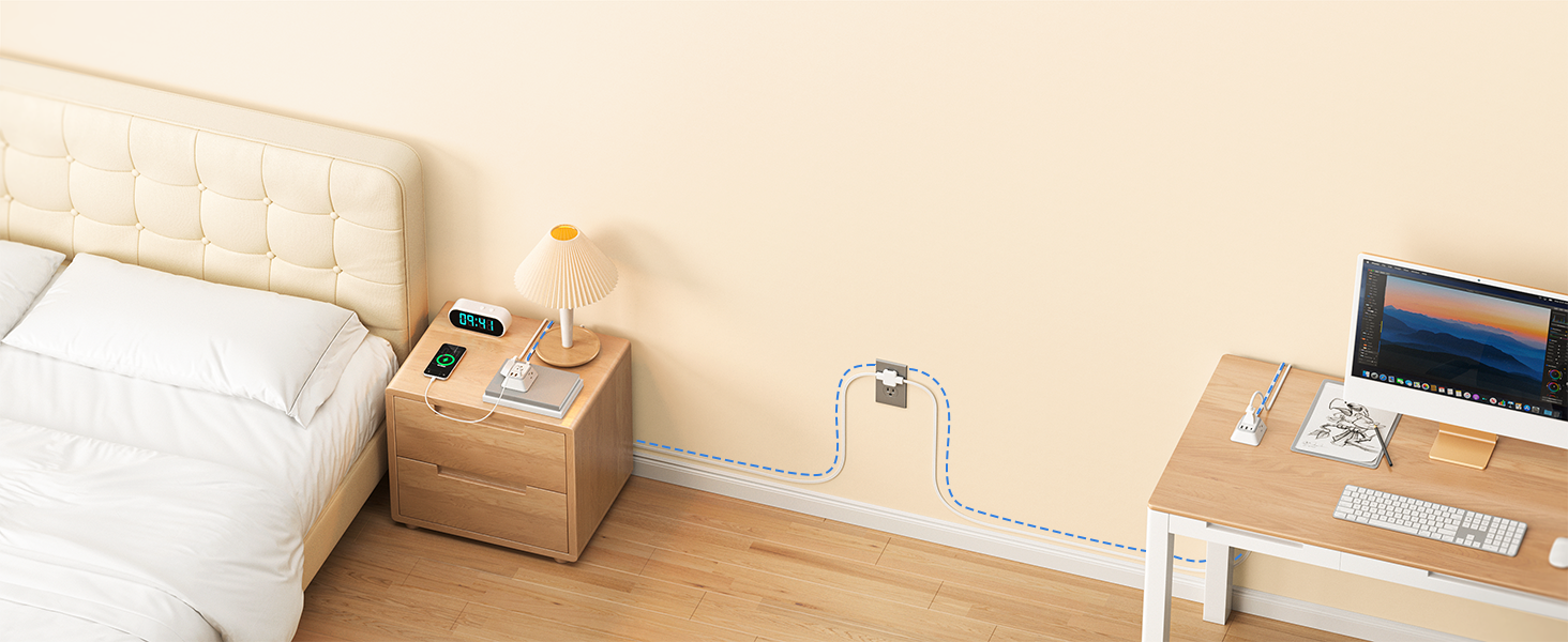 18FT Twin Extension Cord Splitter