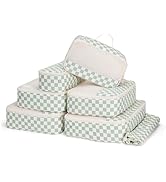 Narwey 7 Set Checkered Packing Cubes for Travel Carry on Suitcase Luggage Organizer Bags for Kids...