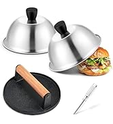 6 Inch Griddle Basting Covers & Smash Burger Press (2 Lids+1 Press), Joyfair Small Cheese Melting...