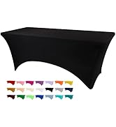 BDDC Table Covers for 6 Foot Tables, Black Washable and Wrinkle Resistant Stretch Tablecloths Rec...