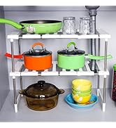 WIWIUXY Under Sink Organizer, Expandable Cabinet Organizer 2 Tier Cupboard Rack Sink Shelf Cabine...