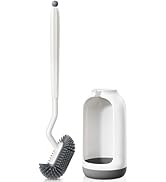 HAMITOR Toilet Bowl Brush Holder Set: Deep Cleaning Silicone Toilet Cleaner Scrubber Under Rim wi...