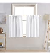 White Blackout Short Curtains for Bathroom Window Treatments 2 Panels Set Rod Pocket Thermal Insu...