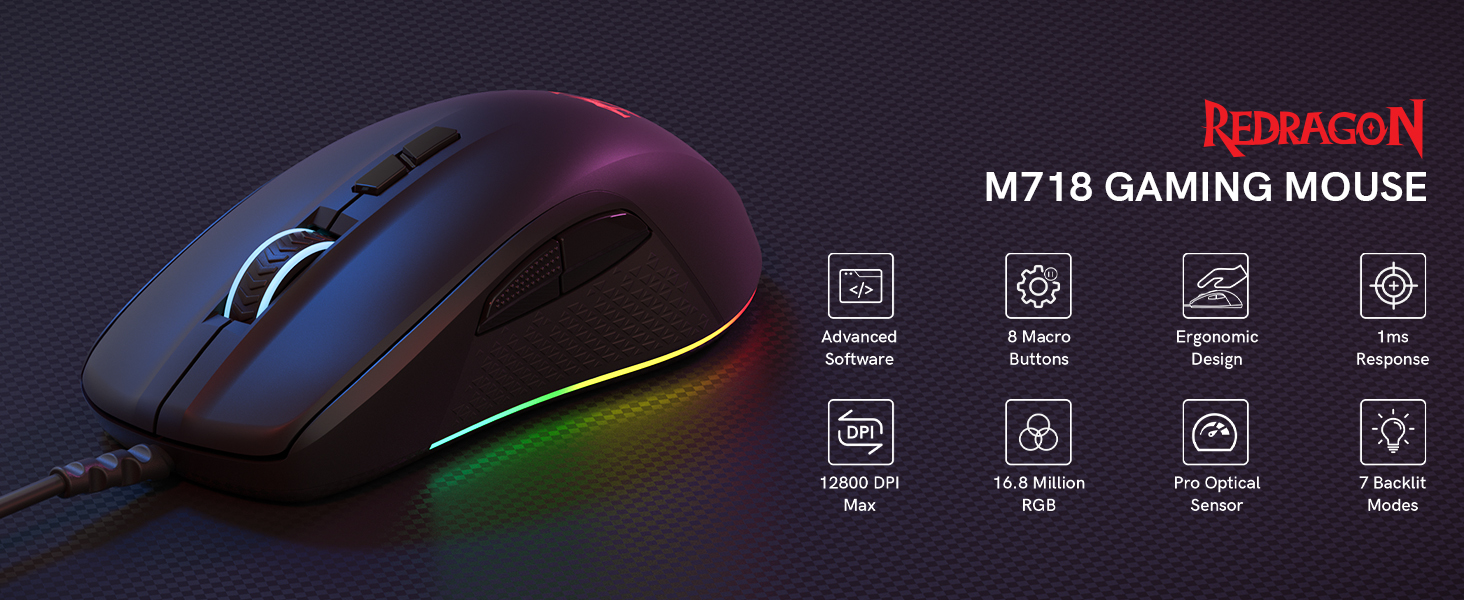 redragon m718 wired gaming mouse