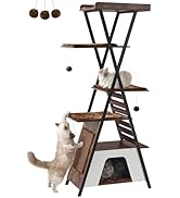 FourFurPets 72.4" Modern Cat Tower for Indoor Cats - Multi-Level Condo With Caves, Tall Tree With...