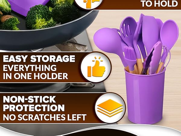 wood cooking utensils set pink kitchen utensils utensilios de cocina cooking tools crock pot purple