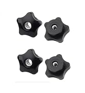 BWESOO 4Pcs Black Star T-Track Knobs, 3/8 Inch 16 Through-Hole, For Sawing, Drilling & Lathe Mach...