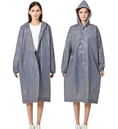 RUISHYY Rain Ponchos for Adults, Reusable EVA Rain Coats Waterproof Hooded Rain Jackets Rainwear ...