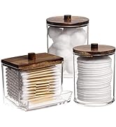 Tbestmax Qtips Holder Bathroom Container, 10/7 OZ Cotton Ball/Swabs Dispenser, Apothecary Jar Org...