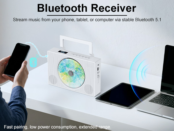 portable cd player with bluetooth