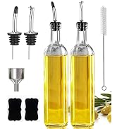 Leaflai Olive Oil Dispenser Bottle, 2 Pcs Glass Olive Oil Dispenser and Vinegar Dispenser Set wit...