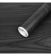 LXCREAT Black Wood Contact Paper for Kitchen Countertop, Wood Grain Peel and Stick Wallpaper for ...