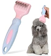 HOP Pink Professional Pet Dematting Comb with Handle Stainless Steel Dematting Fur Rake Brush Pet...