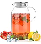 128oz Glass Pitcher with Lid,1 Gallon Glass Water Pitcher Hot/Cold Water Jug, 3.7LJuice and Iced ...