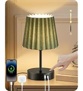 GOEBLESON Small Bedside Table Lamp, Touch Dimmable Table Lamp with USB Ports, Nightstand Lamp wit...