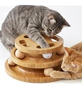 ZOMISIA Cat Ball Track Toy with Puzzle Top, Wooden Cat Toys for Indoor Cats with Spinning Balls, ...