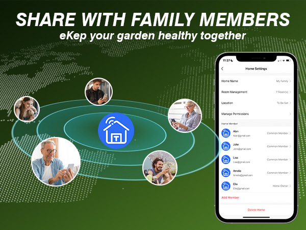 Sprinkler timer share sprinkler timer access via app for family watering control