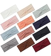 12 Pcs Stretchy Headbands for Women, Absorbed Sport Headband Soft Twist Knotted Headbands for Dai...