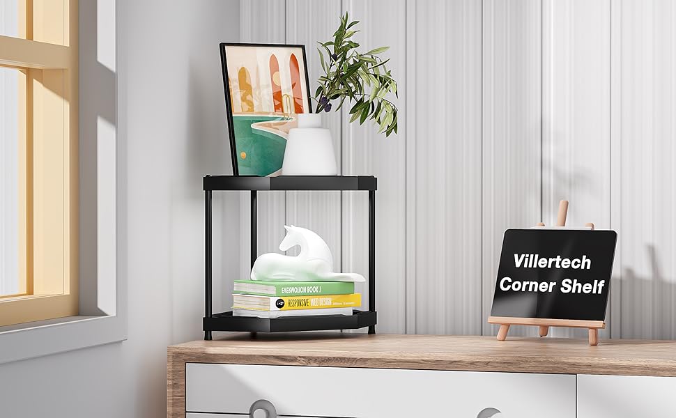 2 tier corner shelf counter