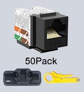 cat6 keystone jack 50 pack black
