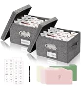 Hiwhy Greeting Card Storage Box, Linen Storage Box with 32 Adjustable Dividers, 168 Labels, 2 Mar...