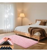 Mhyup 3x5 Pink Rugs for Bedroom Living Room, Fluffy Small Area Rug Soft Shag Carpet for Kids Boys...