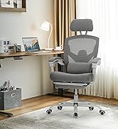 DUMOS Home Office Desk Chair with Footrest, High-Back Mesh Rolling Swivel Reclining Chairs with W...