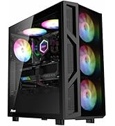RUIX CV103 ATX Mid-Tower PC Case, Pre-Installed 4 x 120mm ARGB Fans, RGB Color Lighting, Tempered...