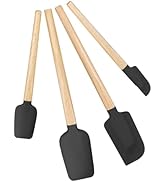 Black Silicone Spatula Set, Food Grade Rubber Spatula-4 Piece Nonstick Rubber Spatulas, Spoonula,...