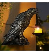 Gothic Crow Wall Art Decor Outdoor Wall Sconce Raven lamp Table Candle Holder Wall Decor for Pati...
